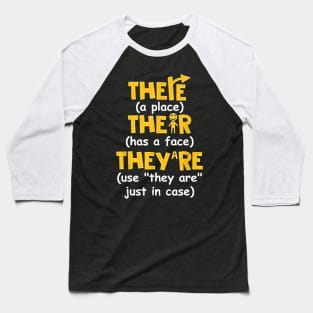 There Their They're English Grammar Funny Teacher Baseball T-Shirt